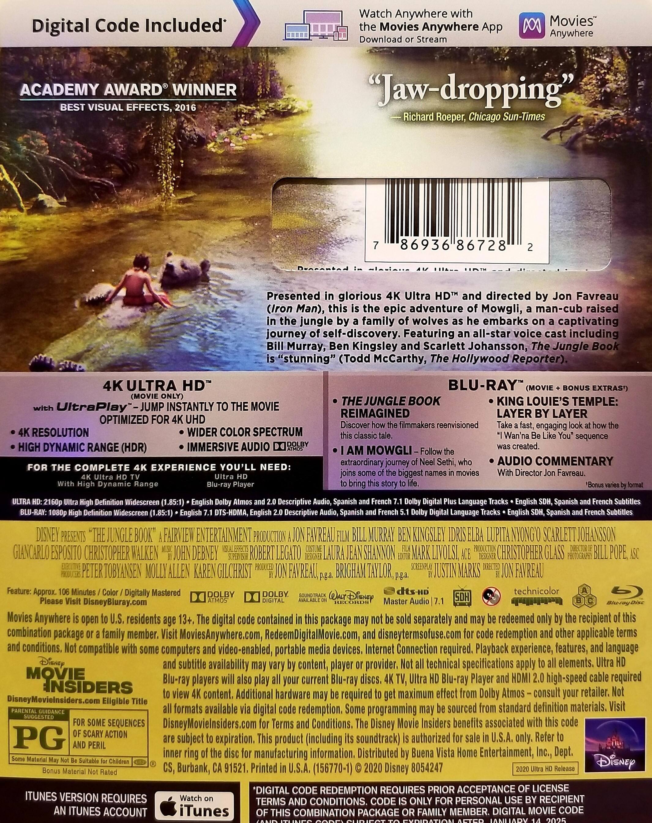 Alt View 1. The Jungle Book   - 4K Blu-Ray.