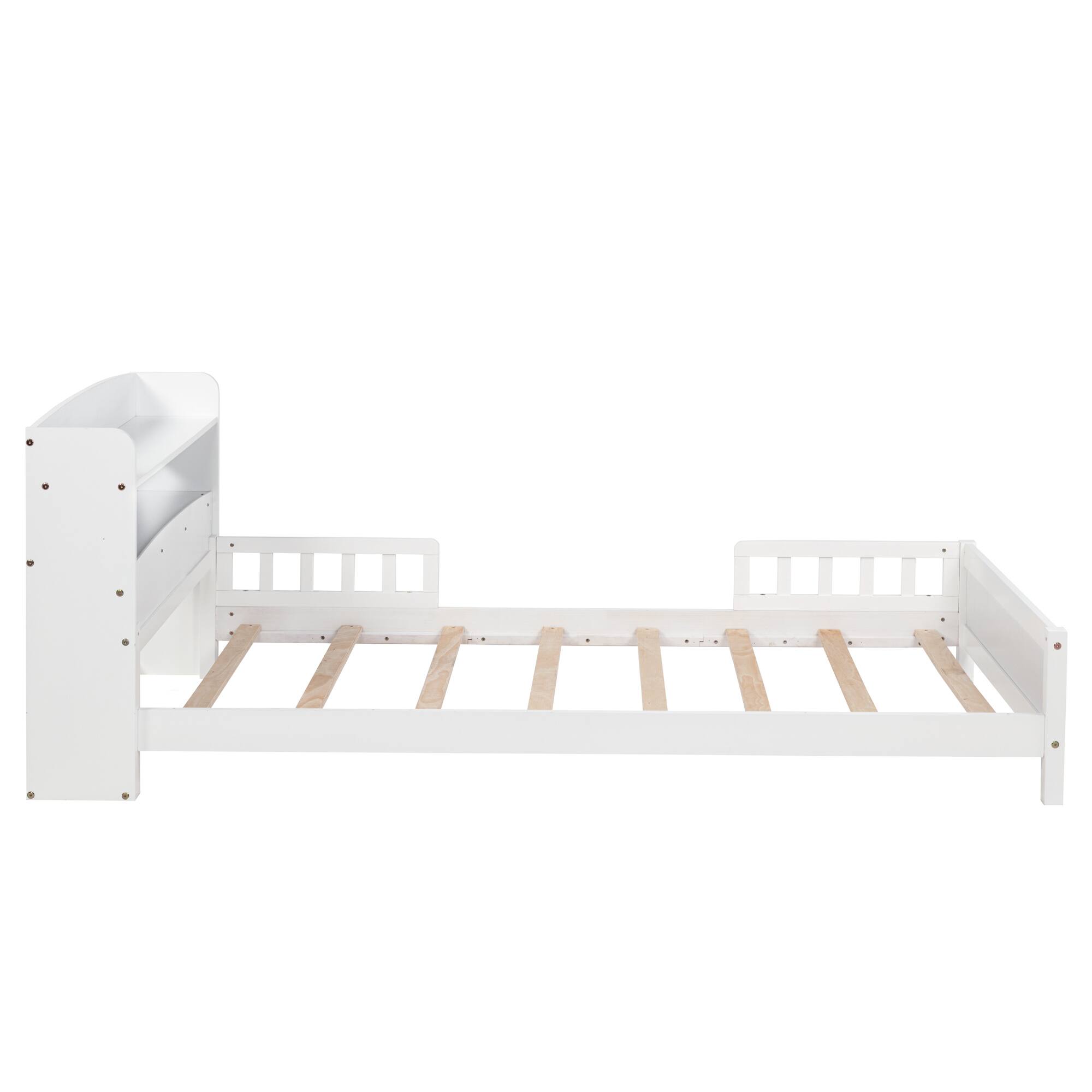 Alt View 6. GOODSILO - Twin Bed with Integrated Bookshelf Headboard and Motion Sensor LED Lighting System for Enhanced Bedroom Functionality - White.