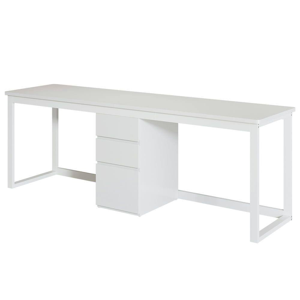 Back. Kadyn - 78.7-Inch Double Office Desk for 2 People with 3 Drawers, White - White.