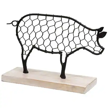 Front. BreeBe - Black Chicken Wire Pig - Black.