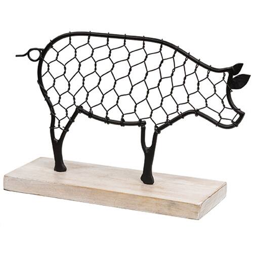 Front. BreeBe - Black Chicken Wire Pig - Black.