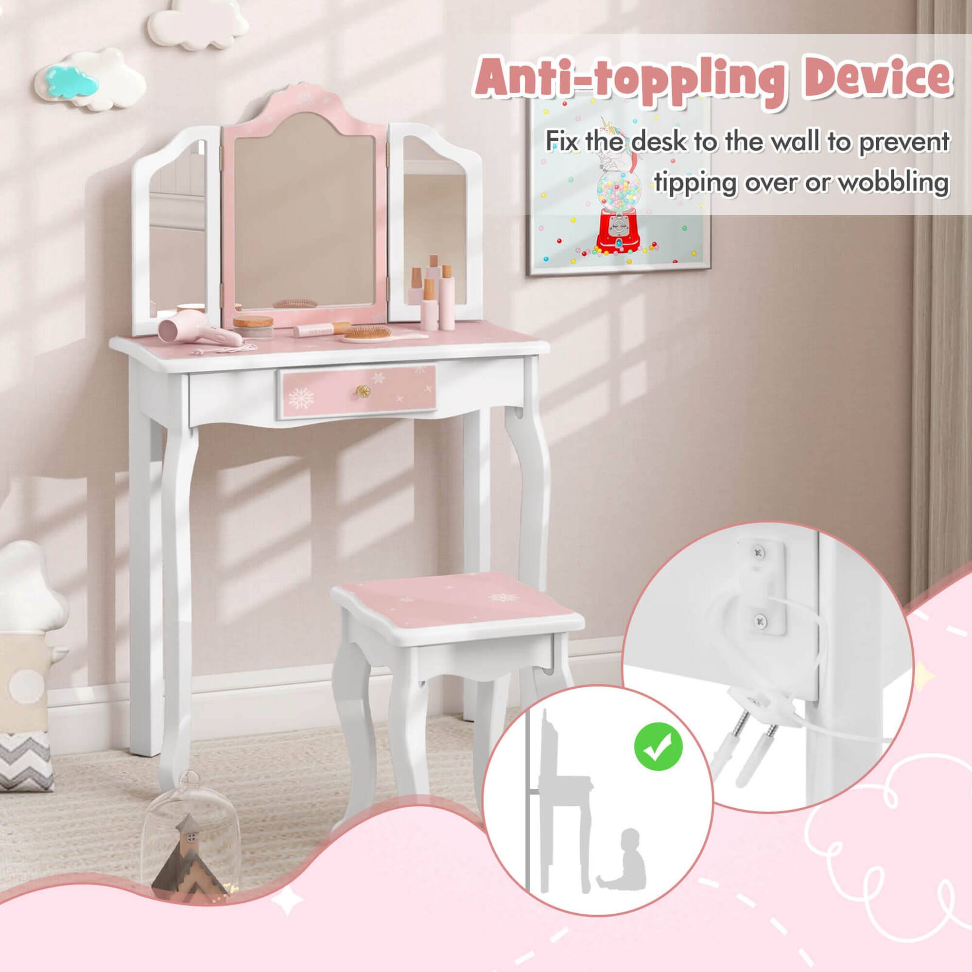 Anti-toppling Device  
Fix the desk to the wall to prevent tipping over or wobbling