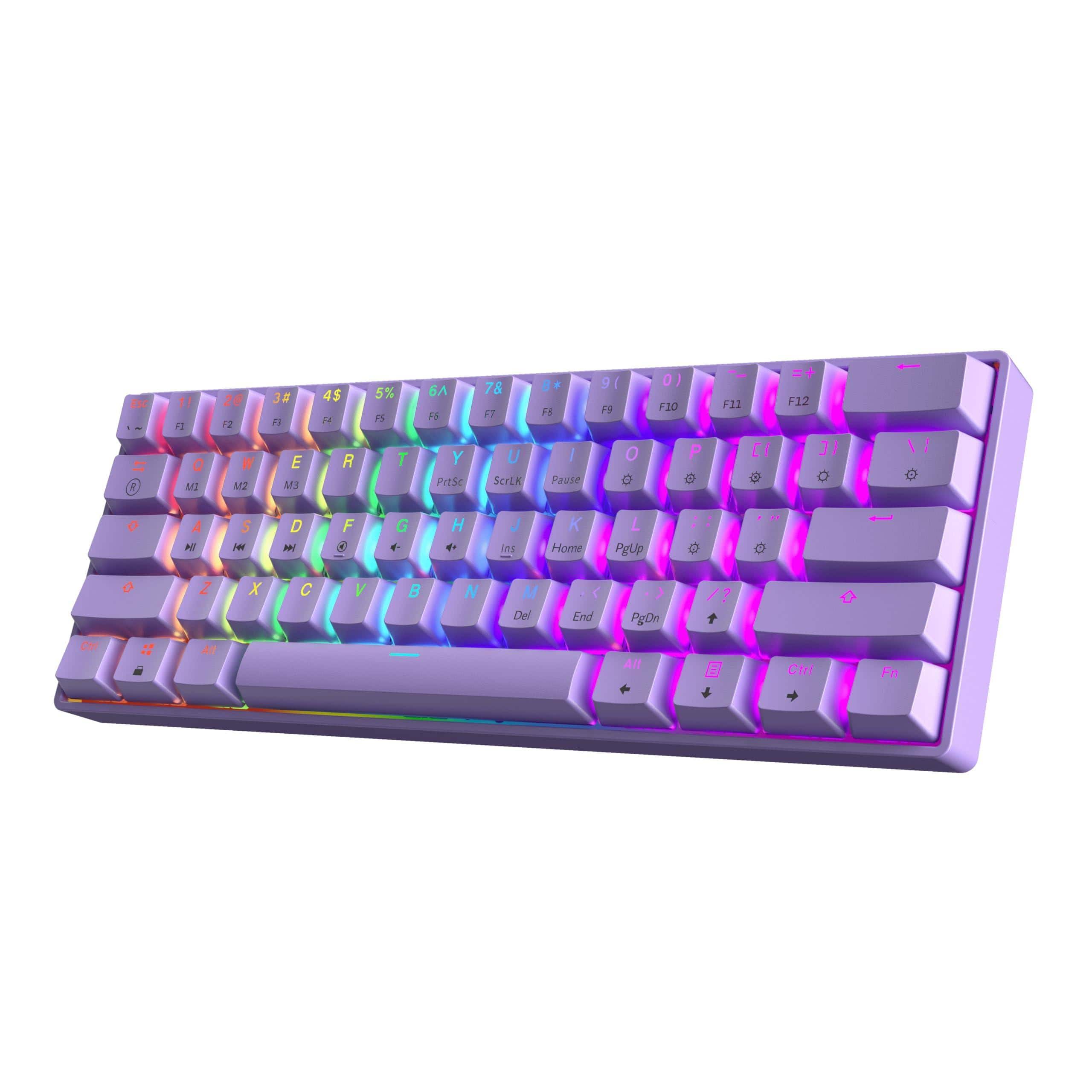 Cedar Assembly - Gk61 60 V3 Hotswap Mechanical Rgb Led Backlit For Pcmac Gamer Layout blue Gateron Optical Red - Lavender-Gateron Optical Red