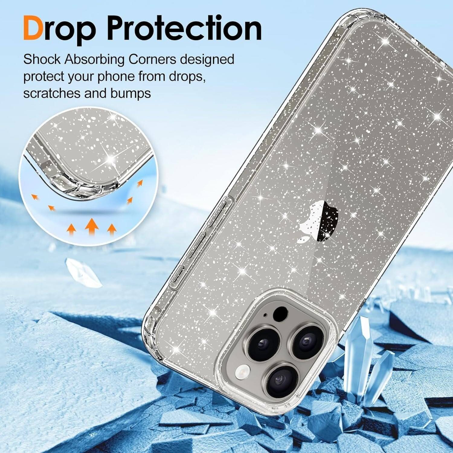 Drop Protection, Shock Absorbing Corners designed to protect your phone from drops, scratches and bumps