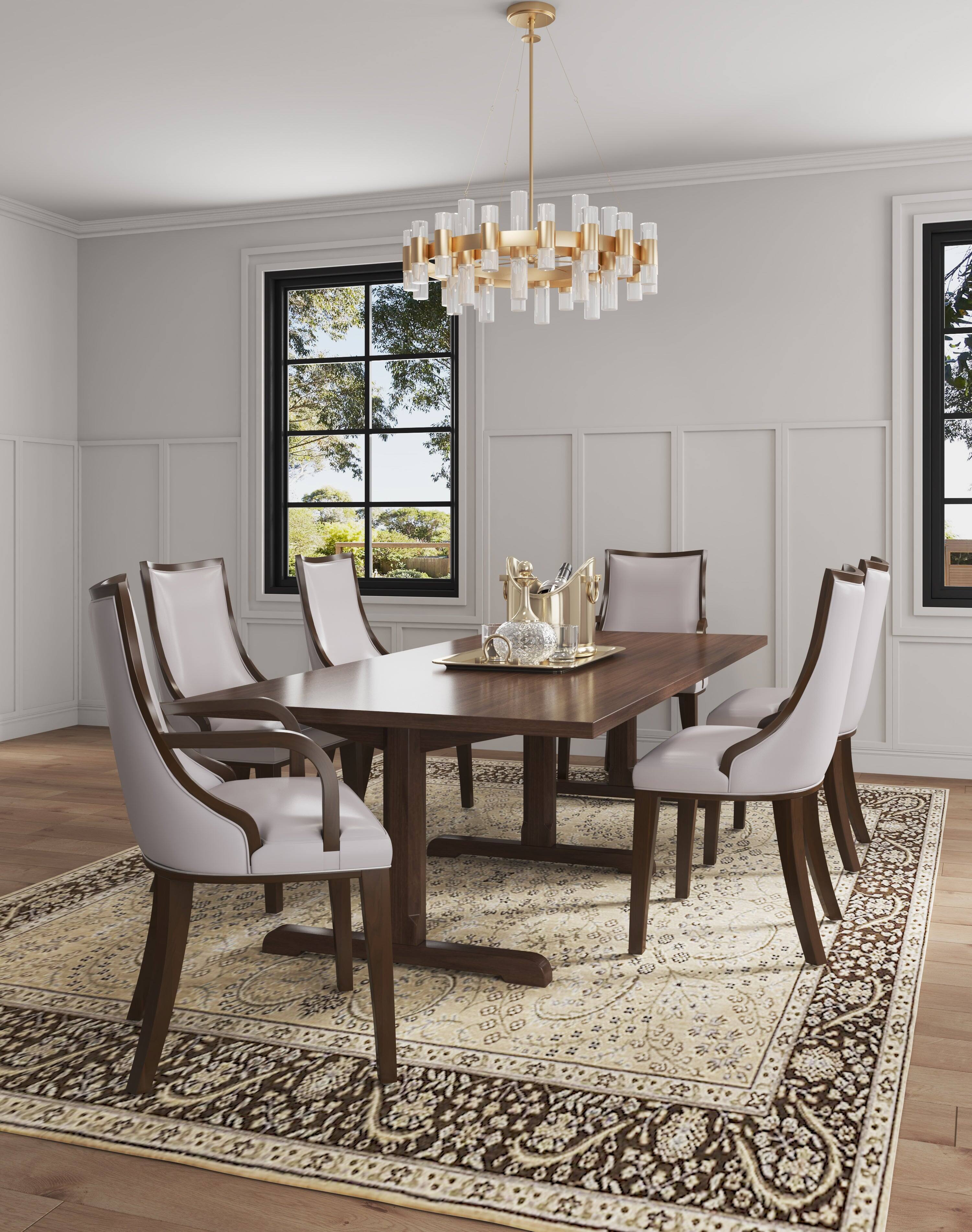 Angle. Manhattan Comfort - Grand Traditional Wood Upholstered Dining Chair with Arms - Light Gray.