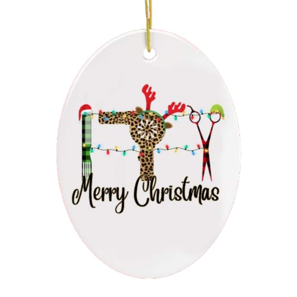 OrnamentallyYou - Hairdresser Plaid Merry Christmas Ornament - Multi-colored