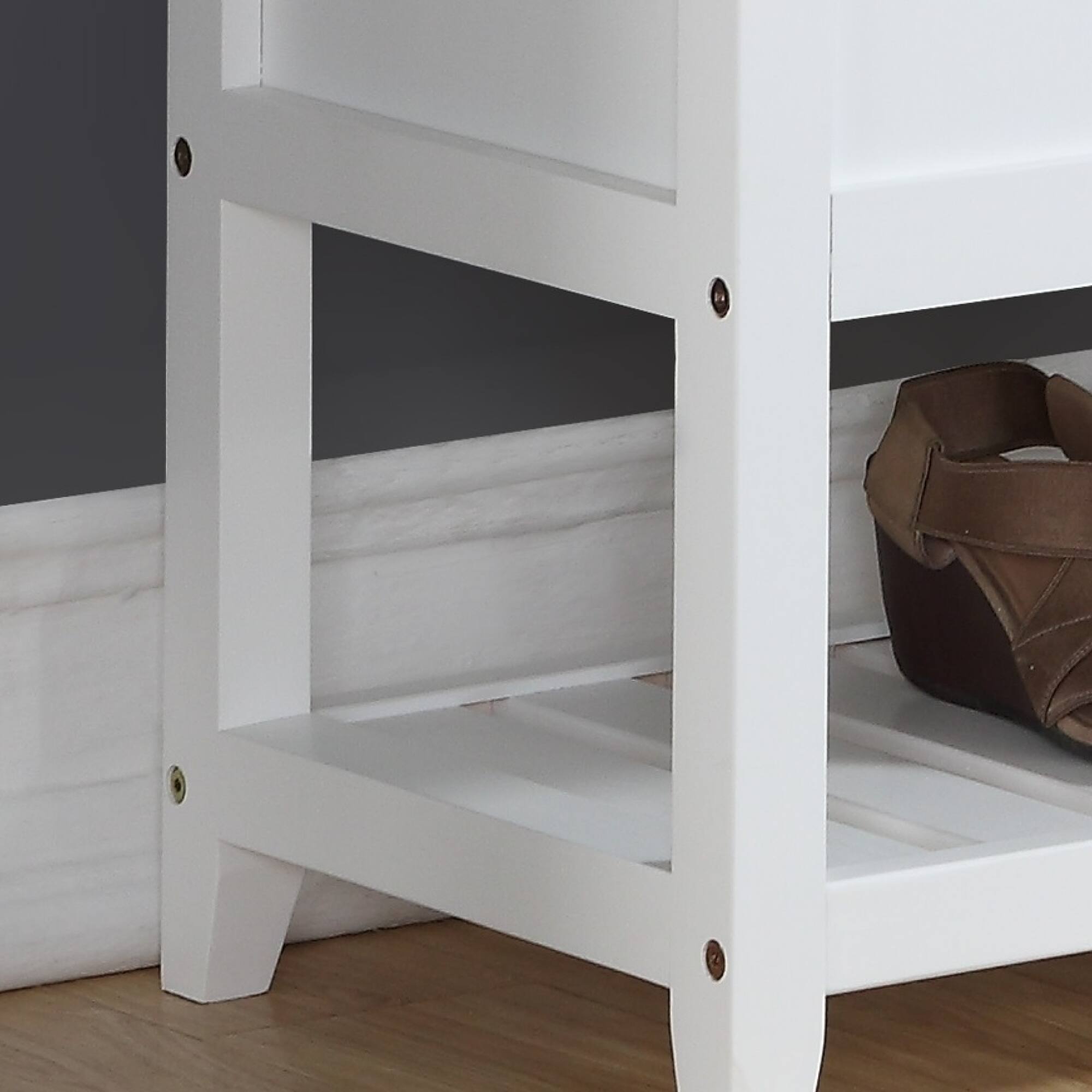 Alt View 1. GOODSILO - Entryway Seating Bench with Lift-Top Shoe Storage and Slatted Shelf in Espresso Finish - White.