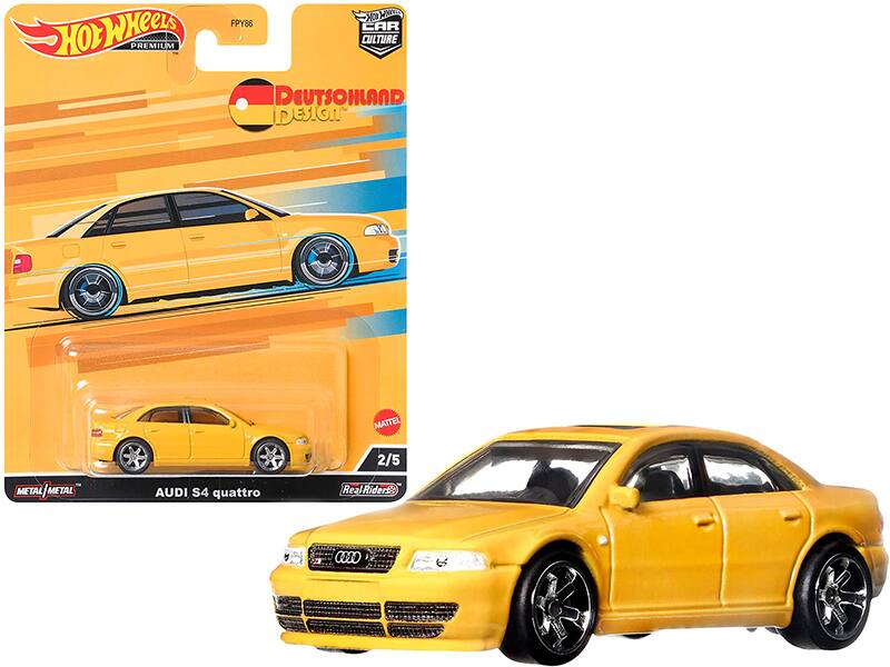 Audi S4 Quattro with Sunroof "Deutschland Design" Series Diecast Model Car by Hot Wheels - Yellow