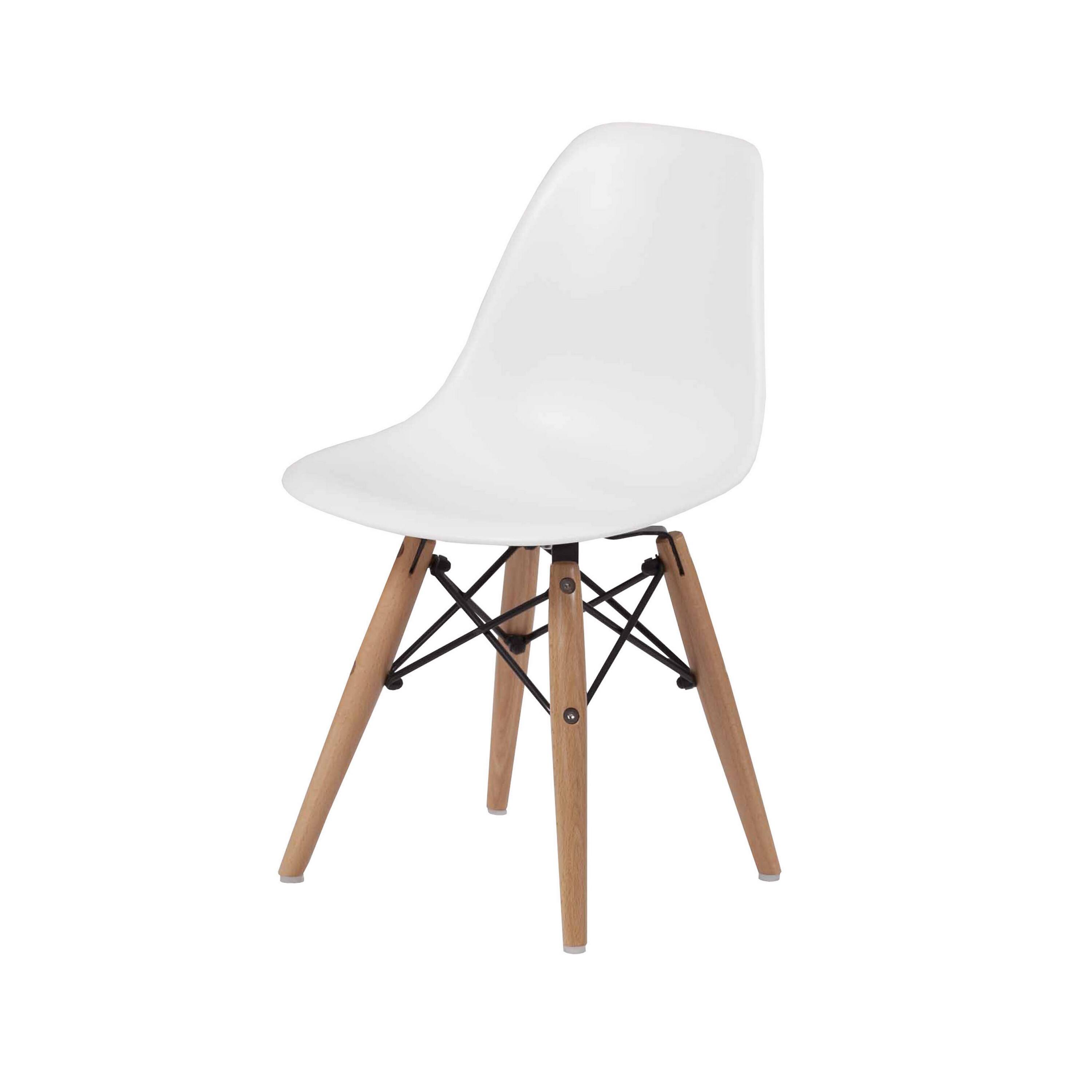Left. Manhattan Lane - Ben Kids Dining Chair Set of 2, Modern , Eiffel  Wood Legs - White, Brown, Black.