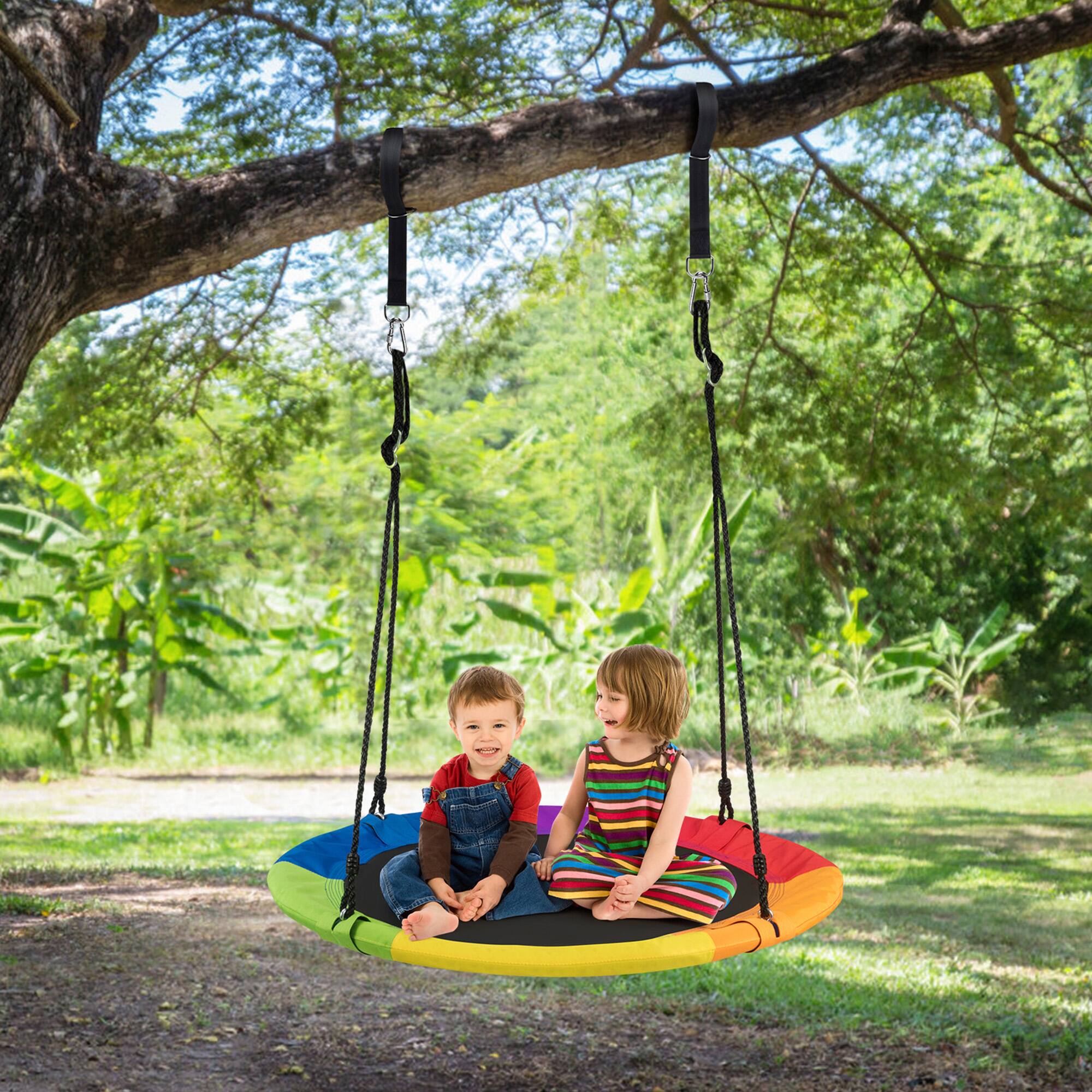 Alt View 2. Gymax - Gymax 40'' 770 lbs Flying Saucer Tree Swing Kids Gift w/ 2 Tree Hanging Straps Colorful - Multi-color.