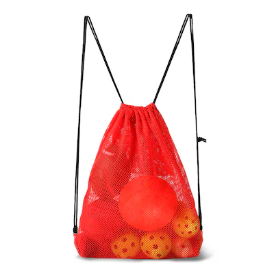 Front. GSE Games & Sports Expert - 19"x15" Mesh Drawstring Backpack Bag for Sports Gym Gear, Backpacking, Camping Gear, Travel(Red) - red.