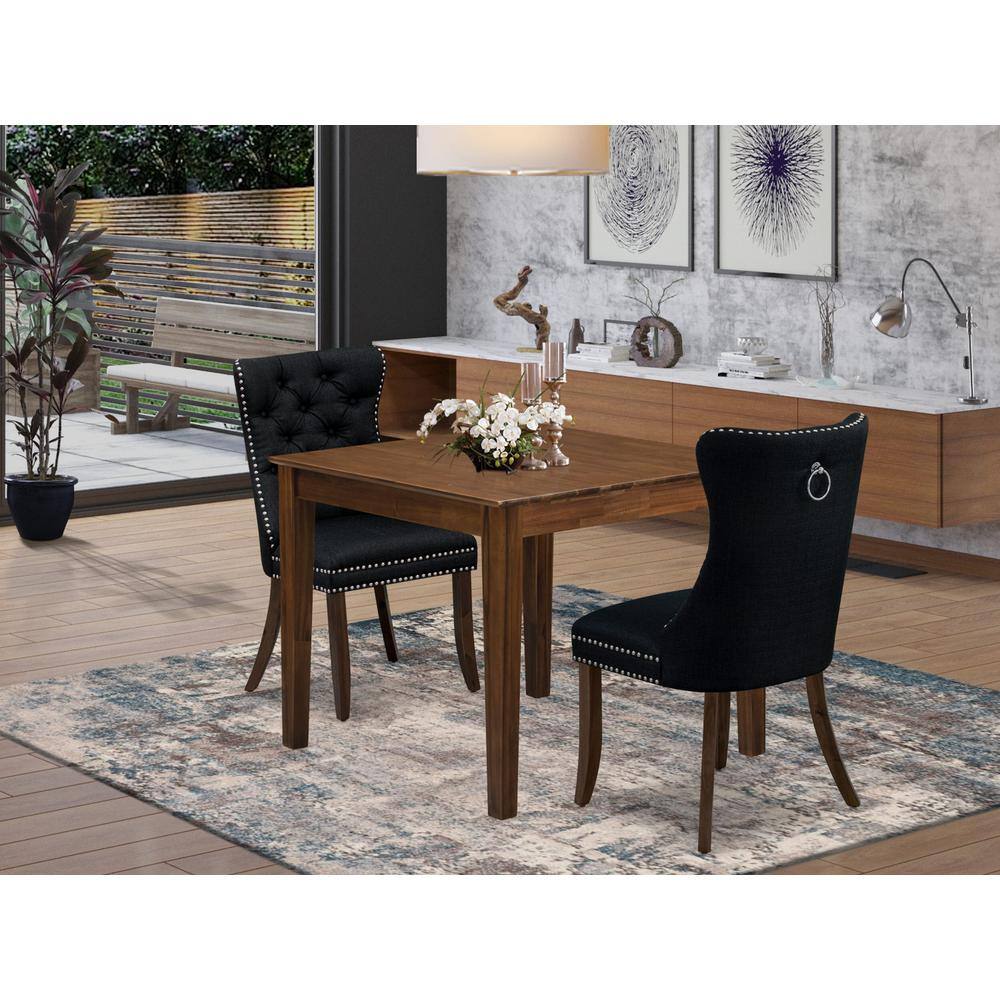 Alt View 3. East West Furniture - 3 Piece Dinette Set for Small Spaces Contains a Square Kitchen Table - Black.