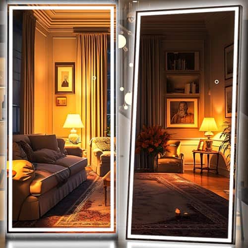 Hirose Alice - Full Length Mirror With Lights 15 Floor Body Dressing Standing Hanging Mounted For Living Room Bedroom Cl...