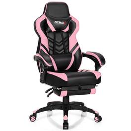 WELLFOR - Adjustable Gaming Chair with Footrest for Home Office - Pink