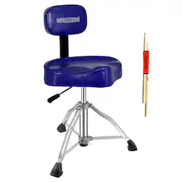 5 CORE - 5Core Drum Throne 4" Cushion Padded Stool w Backrest Airlift Height Adjustable Chair w 441Lb Capcity