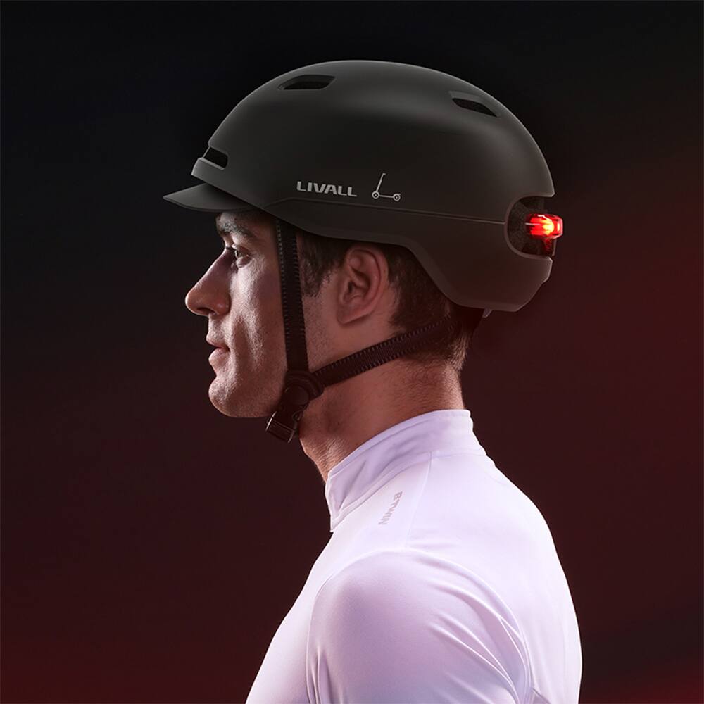 Left. LIVALL - C21 eBike/eScooter Helmet certified up to 28 MPH with Smart Lighting &  Fall Detection with SOS Alert - Black.