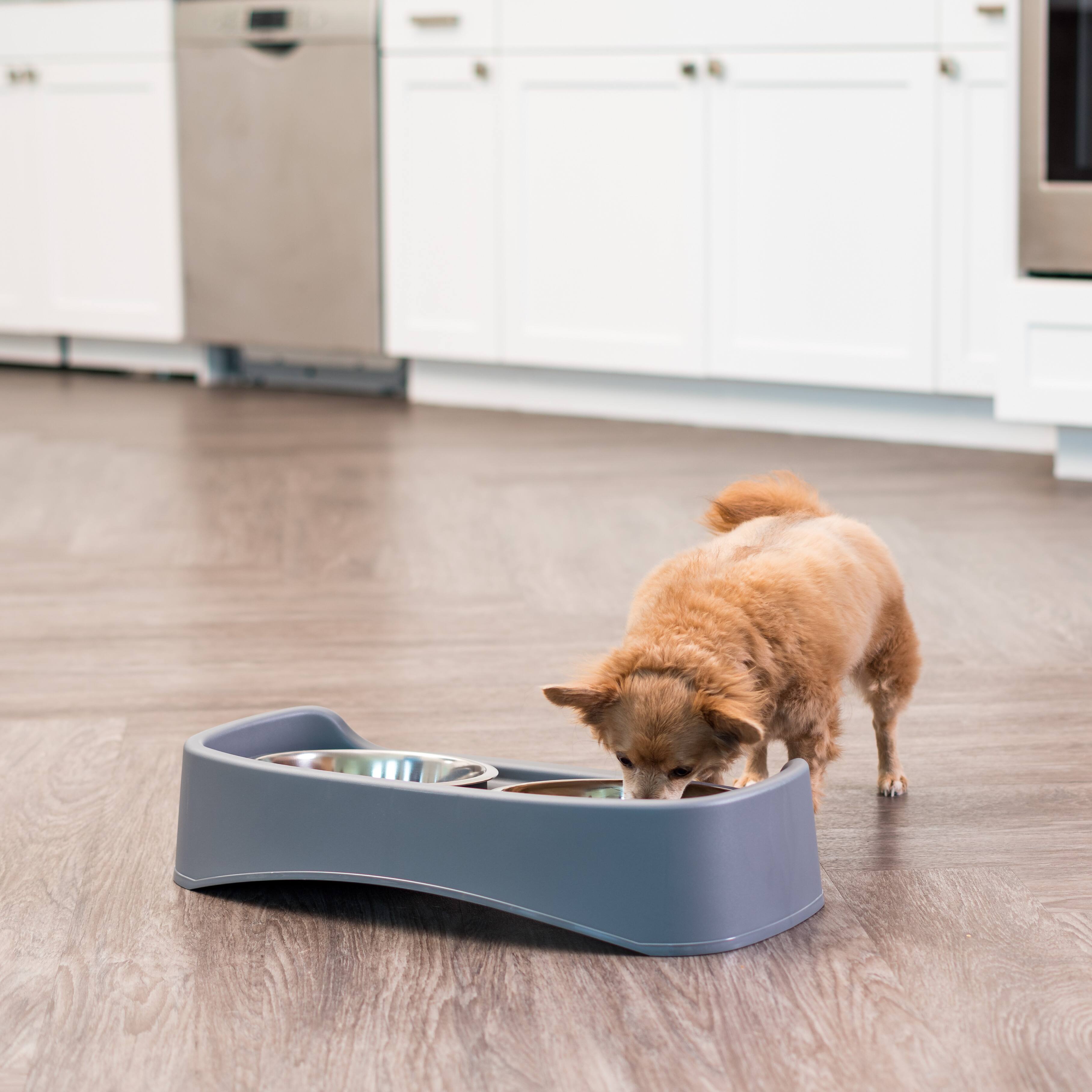 Alt View 3. IRIS USA - IRIS USA Elevated Dog Bowls, Adjustable Height, 2 Thick 64 oz Stainless Steel Bowls - Gray.