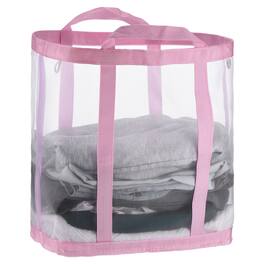 Unique Bargains - Collapsible Laundry Basket, Mesh Hamper with Handles, Foldable Bag, Breathable for Washing, Bathroom, Dorm, Large - Pink