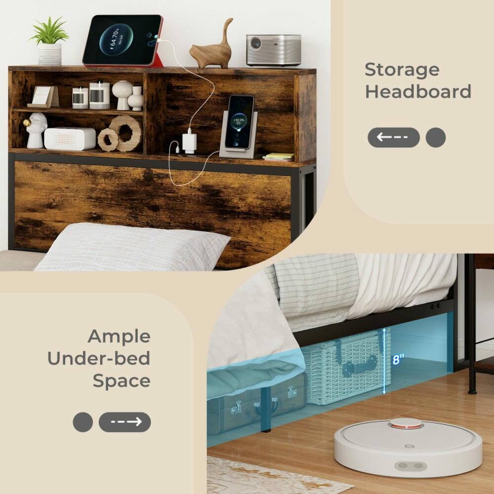 +64.70% Storage Headboard  
Ample Under-bed Space 8"