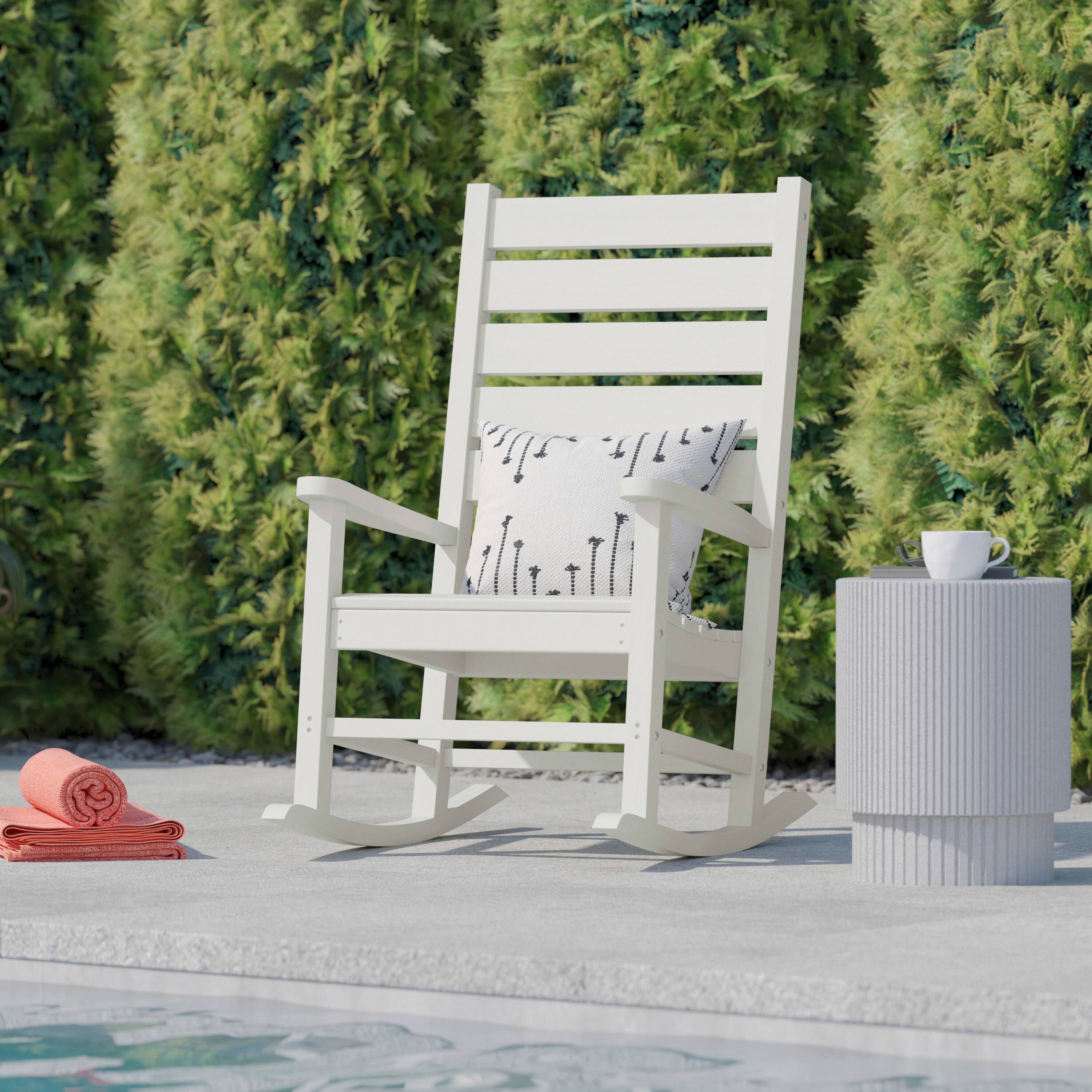 Alt View 3. Flash Furniture - Manchester Contemporary Rocking Chair, All-Weather HDPE Indoor/Outdoor Rocker in White - White.