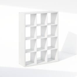 Furinno - Cubic Open Back Multipurpose Clothing & Closet Storage Organizer Shelf, 12-Cube - White