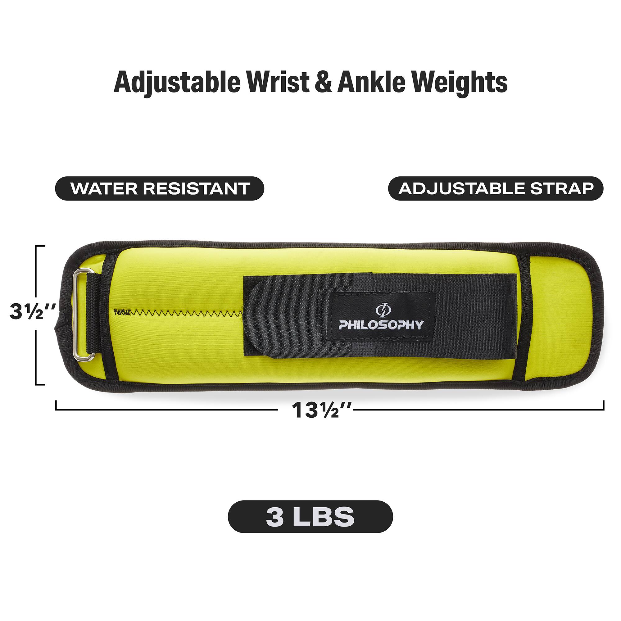 Adjustable Wrist & Ankle Weights

WATER RESISTANT
ADJUSTABLE STRAP

3 1/2"
13 1/2"

PHILOSOPHY

3 LBS