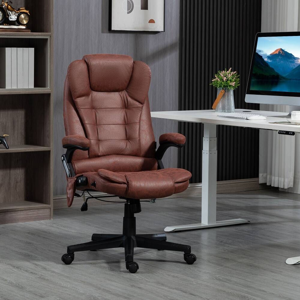 Alt View 6. Loheer - Loheer Massage Office Chair Heated Executive Reclining Desk Chair Red Microfiber - Red.