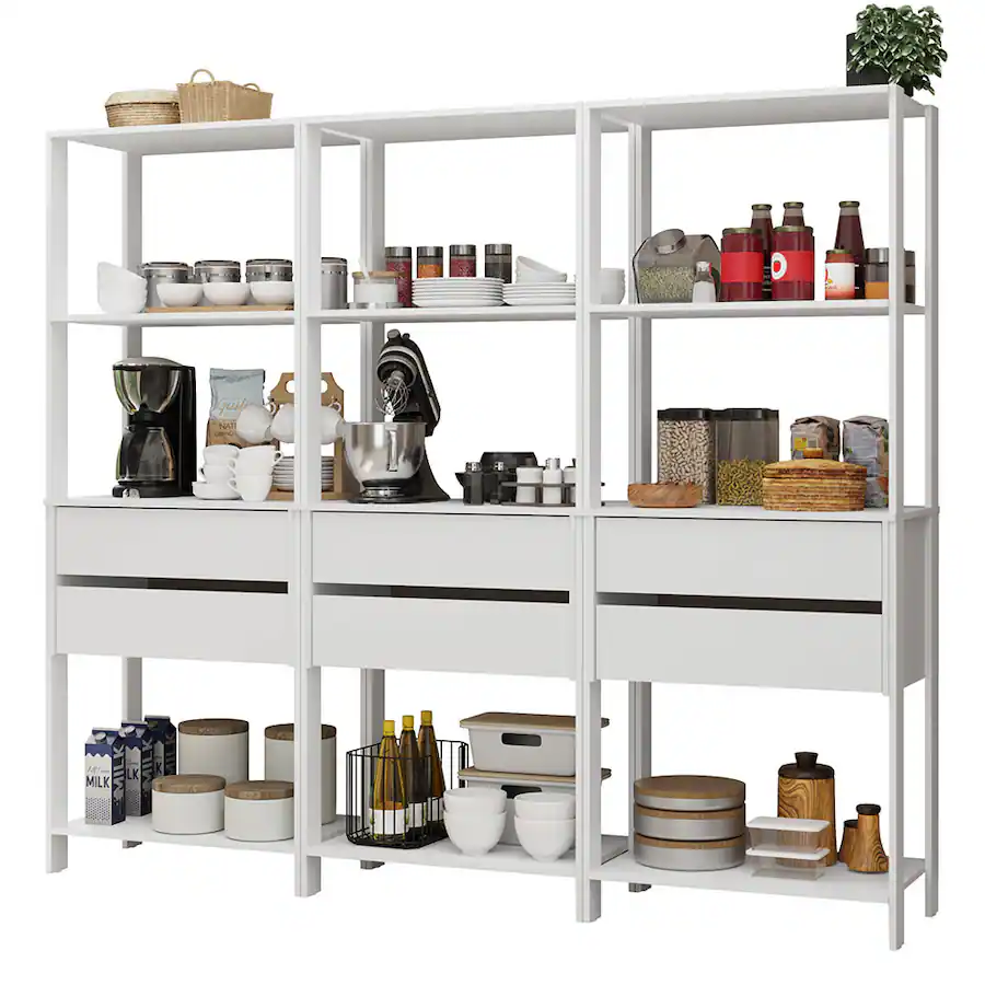 Madesa Kitchen Pantry Storage Rack with 6 Drawers and Open Shelves 82