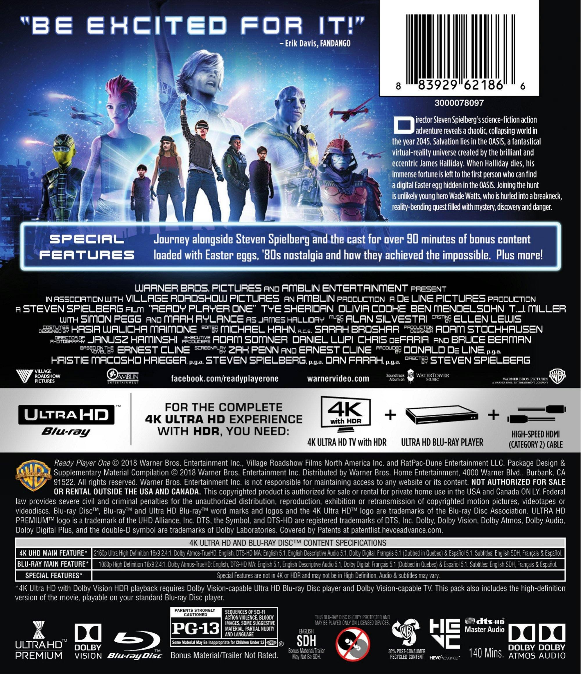 Back. Ready Player One (4K Ultra HD + Blu-ray) [UHD].