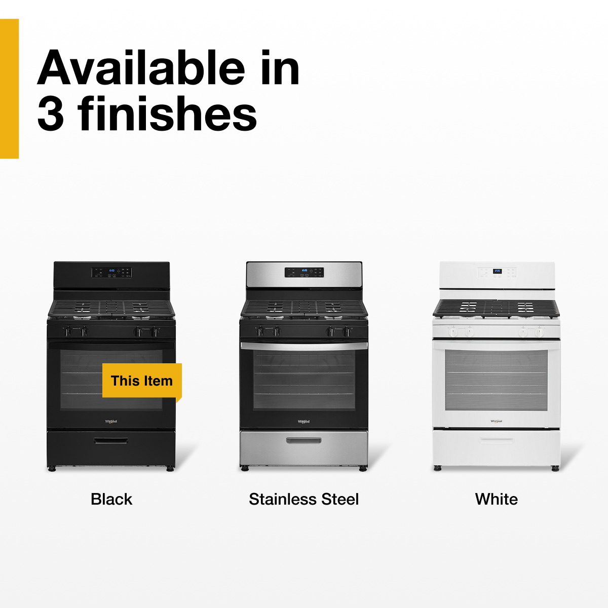 Available in 3 finishes - This Item - Black Stainless Steel White