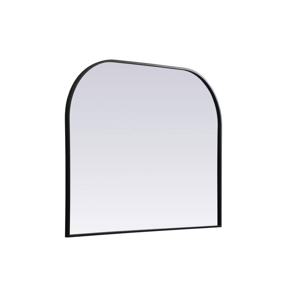 Left. Elegant Decor - Metal Frame Arch Mirror 42x34 Inch in Black - Black.