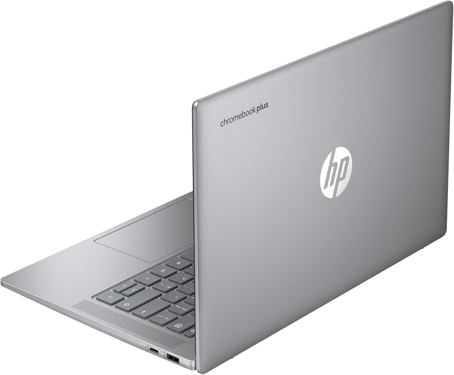 Alt View 3. HP - Chromebook Plus 14" FHD IPS Intel Core i3-N305 1.80 GHz up to 3.8 GHz 8GB RAM 128GB UFS ChromeOS - Gray.