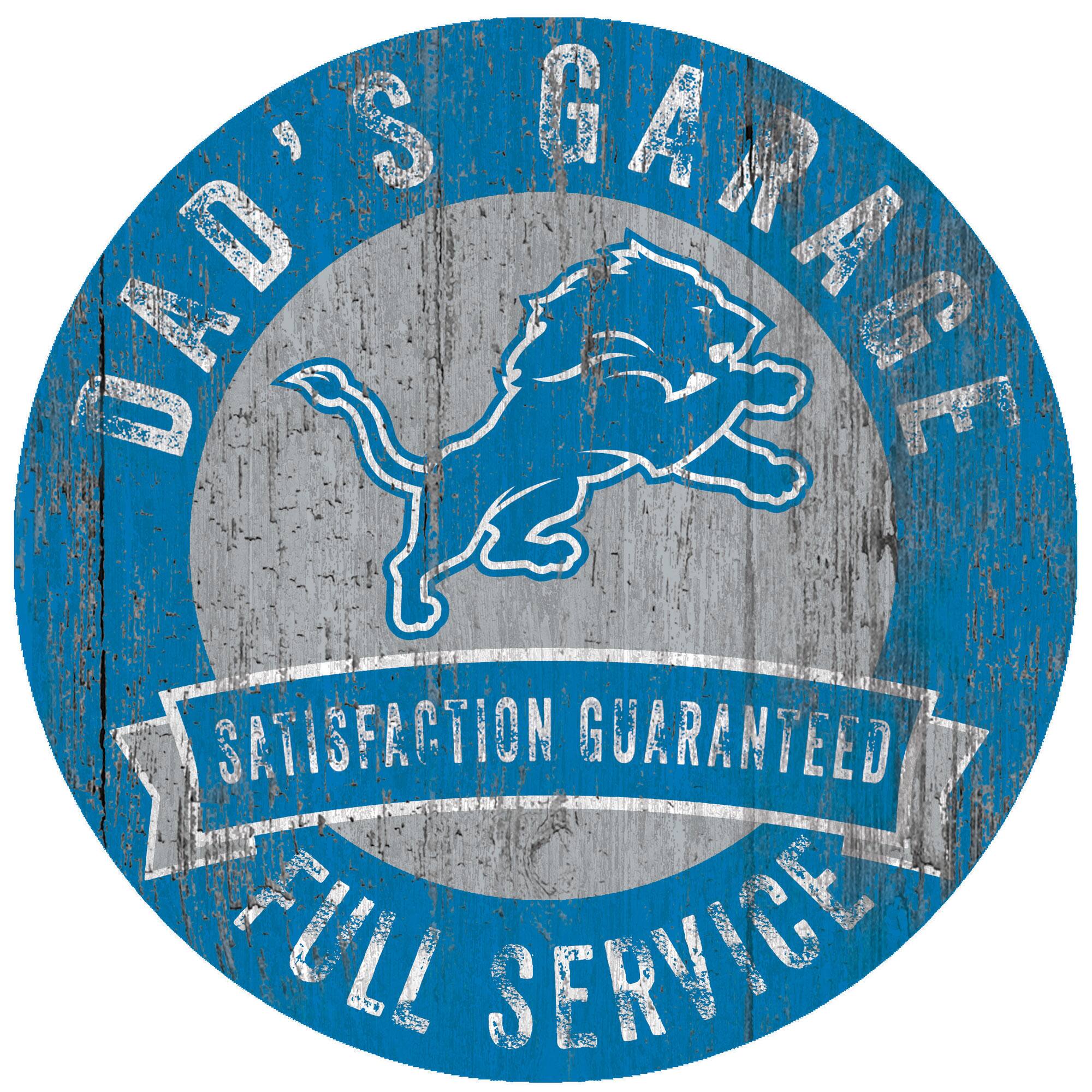 Detroit Lions 12" x 12" Dad's Garage Sign