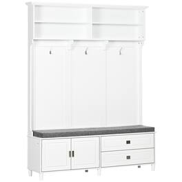 Homcom - Tree with Storage Bench, Entryway Bench with Coat Rack - White