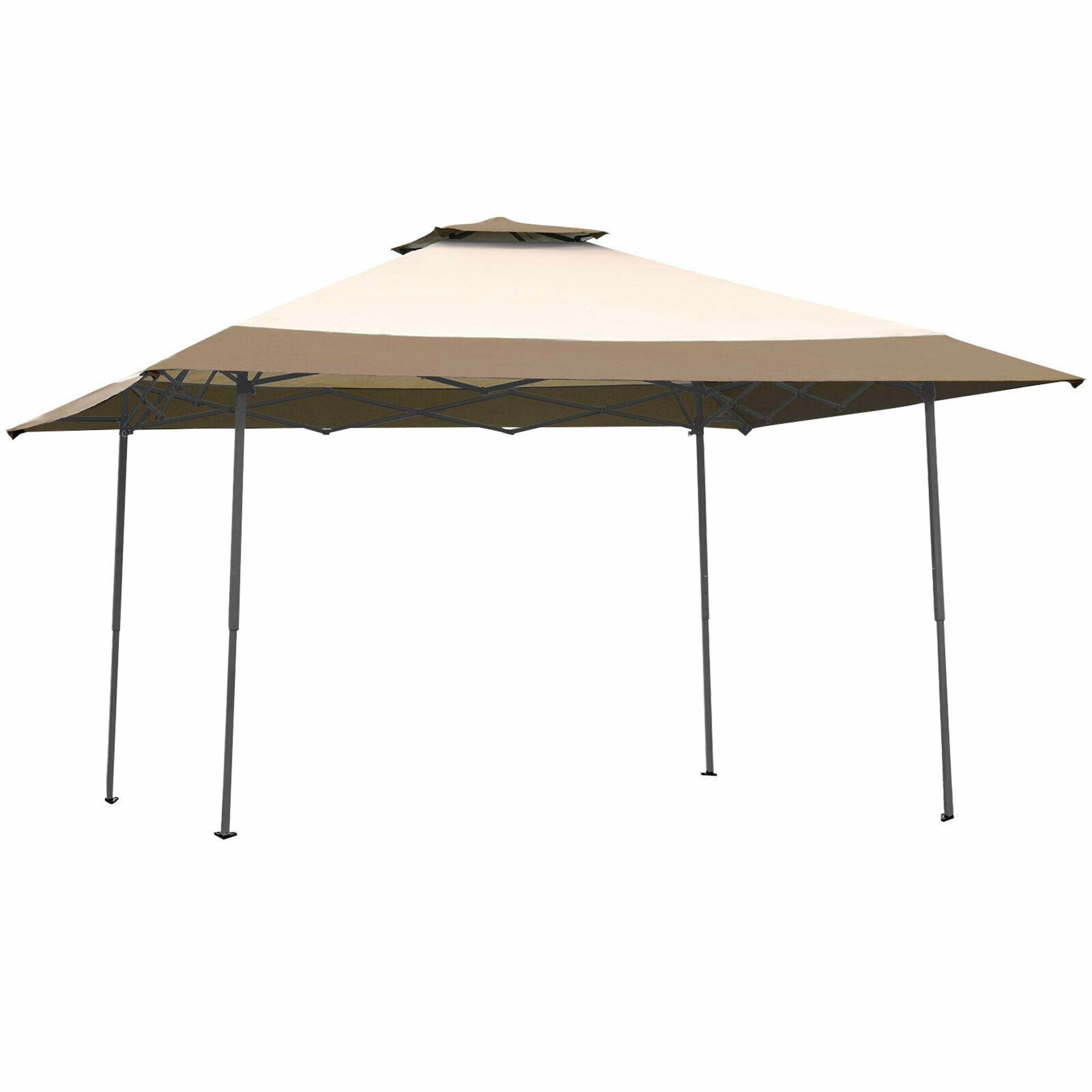 Alt View 8. Gymax - Gymax 13' x 13' Folding Patio Pop-up Gazebo Canopy Tent Outdoor Shelter Shade Brown - Brown + Beige.