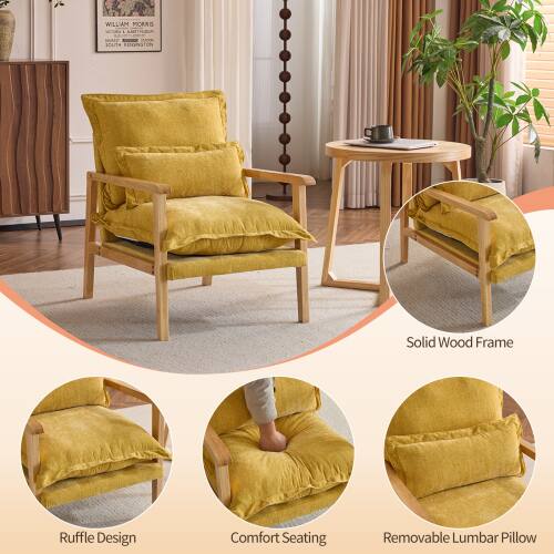 WILLIAM MORRS ERP  
Solid Wood Frame  
Ruffle Design  
Comfort Seating  
Removable Lumbar Pillow