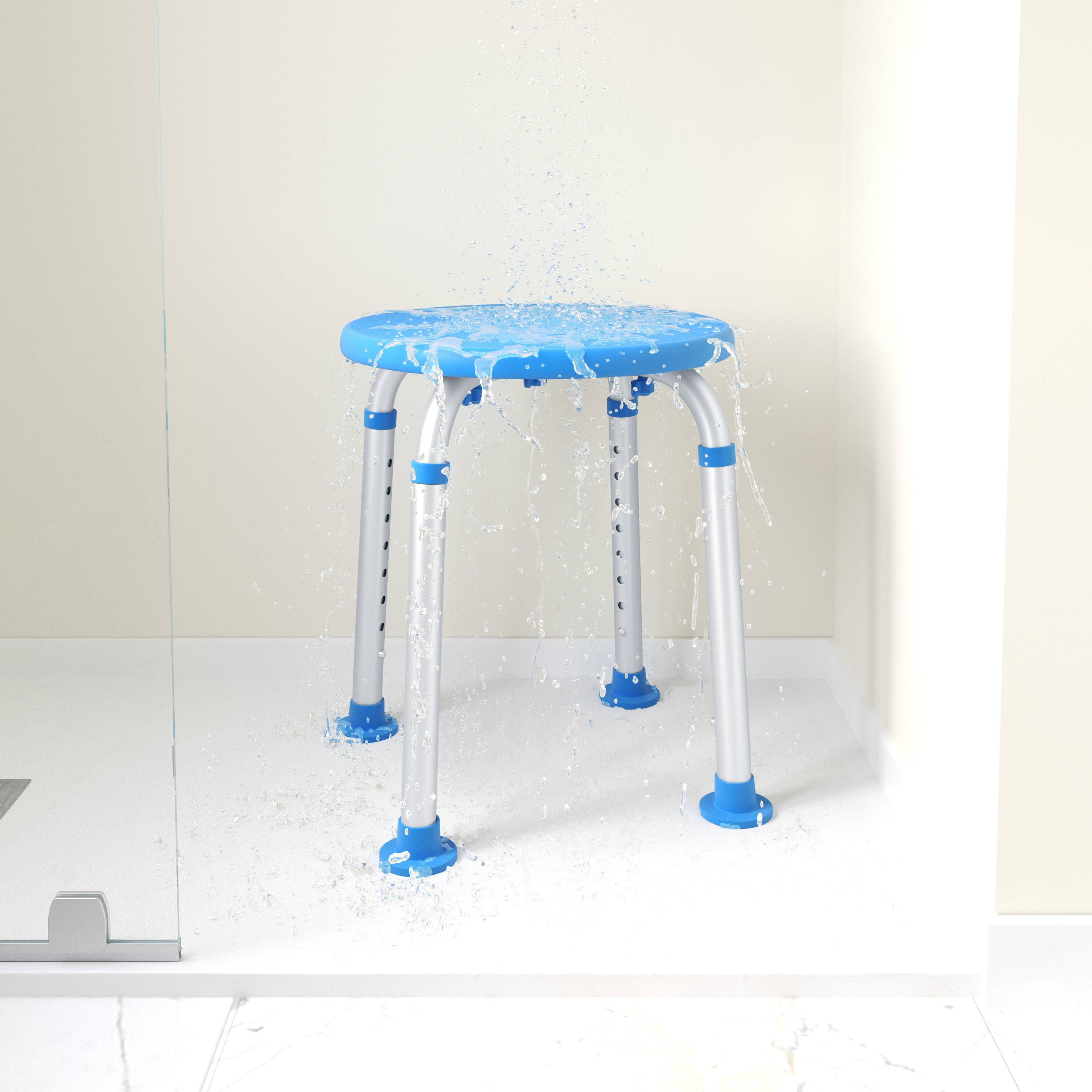 Alt View 1. Emma + Oliver - Tool-Free 300 Lb. Capacity, Adjustable Bath & Shower Stool - Blue.