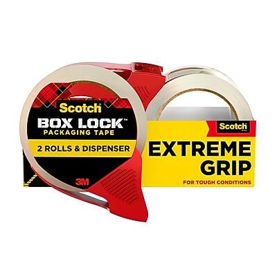 Scotch BOX LOCK Packaging Tape 2 Rolls & Dispenser EXTREME GRIP 3M for Tough Conditions