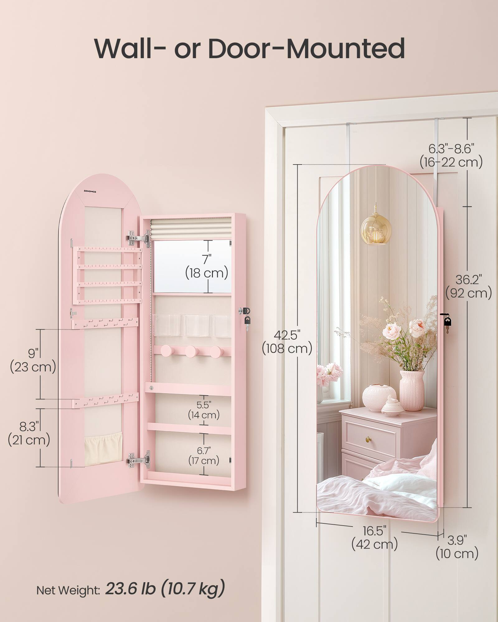 Wall- or Door-Mounted

6.3"-8.6" (16-22 cm)

BURGER 18:80 200

7" (18 cm)

36.2" (92 cm)

9" (23 cm)

42.5" (108 cm)

8.3" (21 cm)

5.5" (14 cm)

6.7" (17 cm)

16.5" (42 cm)

3.9" (10 cm)

Net Weight: 23.6 lb (10.7 kg)