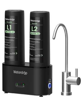 Waterdrop - DLG-L Under Sink Water Filter, Innovative Dual Filtered Flows - Black