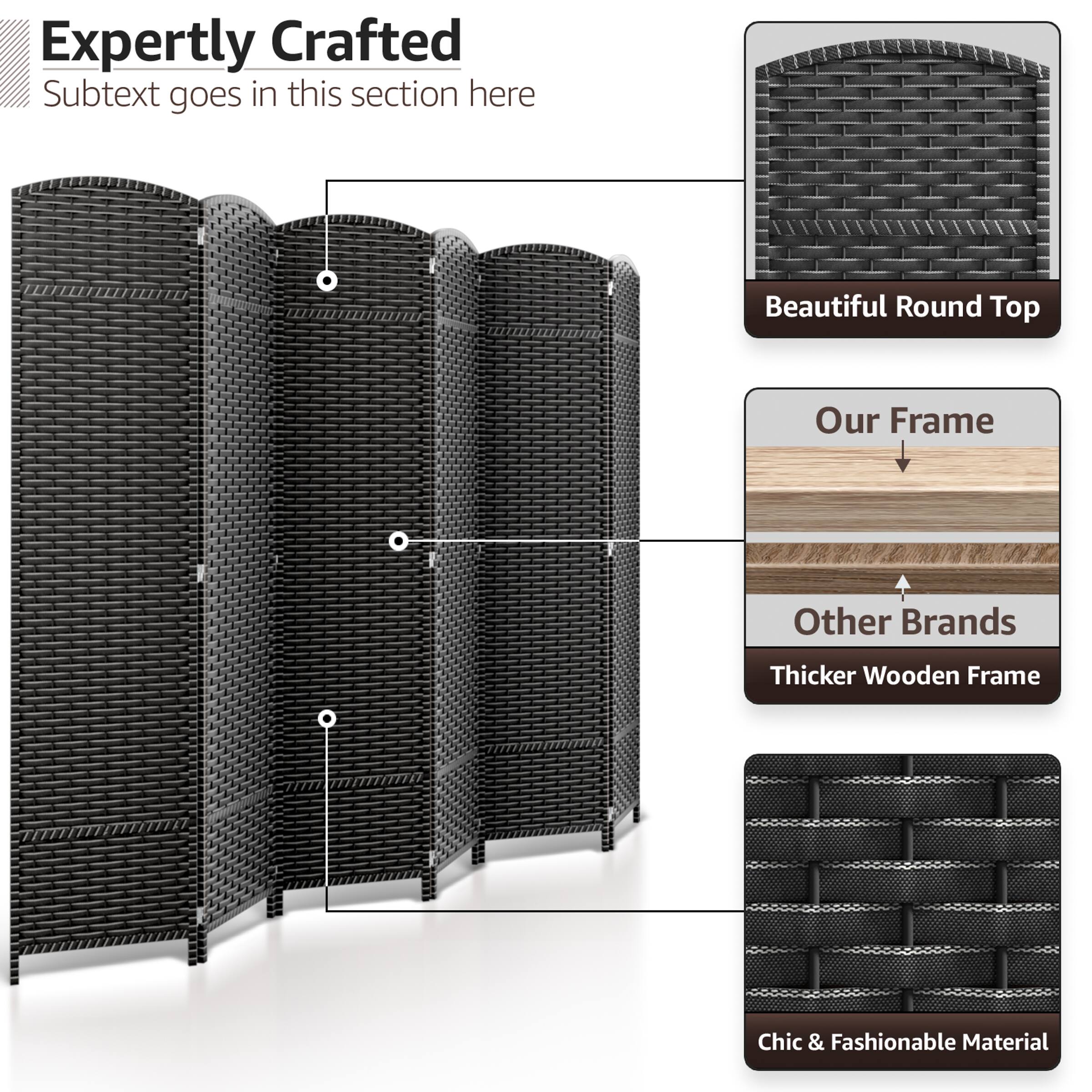 Expertly Crafted  
Subtext goes in this section here  

Beautiful Round Top  

Our Frame  

Other Brands  
Thicker Wooden Frame  

Chic & Fashionable Material