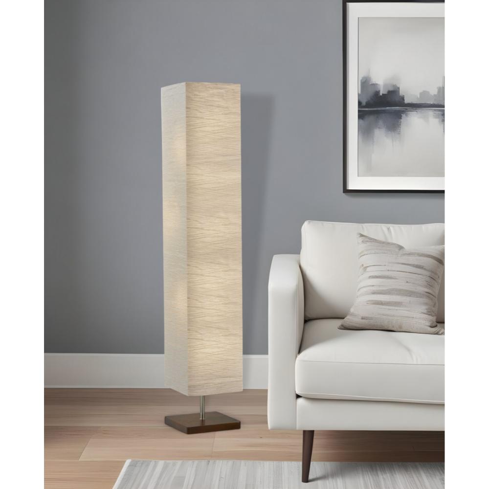 Angle. Hivvago - Hivvago 57 Inch Brown And White Two Light Column Floor Lamp With White Paper Rectangular Shade - Brown, White.