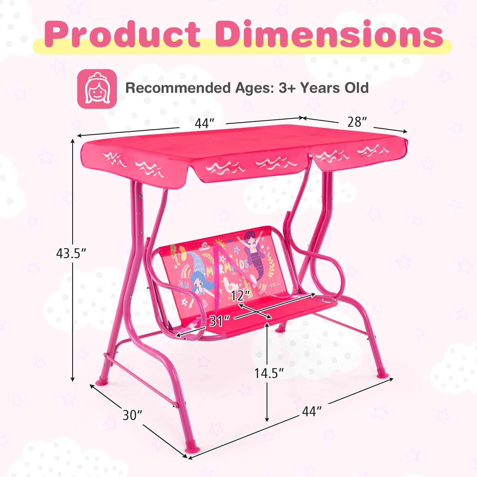 Product Dimensions

Recommended Ages: 3+ Years Old

- Length: 44"
- Width: 28"
- Height: 43.5"
- Seat Height: 14.5"
- Seat Depth: 31"
- Armrest Height: 30"
- Backrest Height: 44"