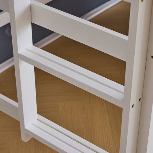 Alt View 3. Winado - Twin Size Wood Loft Bed Frame with Desk & Bookcase Solid Safety Guardrail with RGB LED 2 Charging Station for Junior - White.