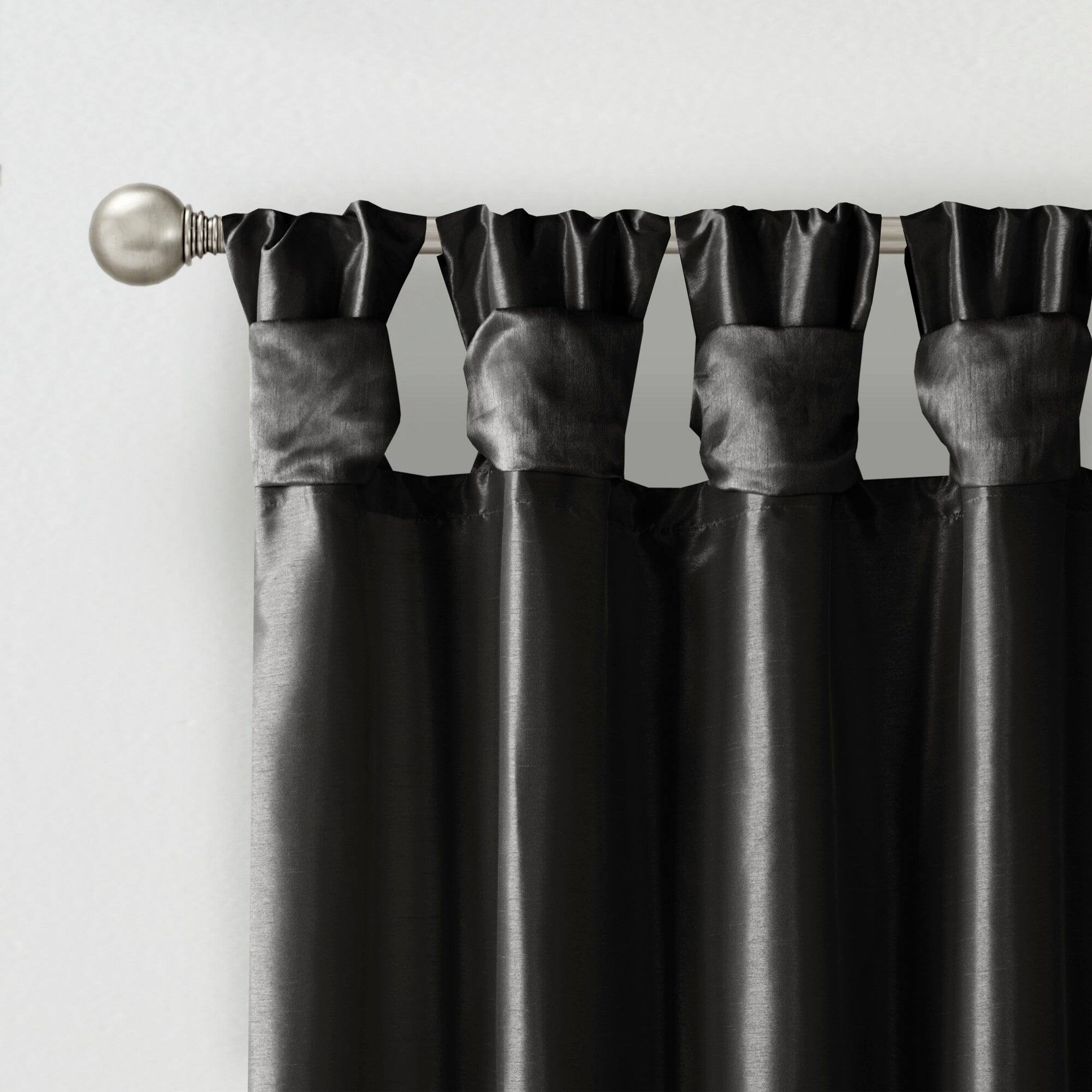 Alt View 4. BreeBe - Twist Tab Lined Window Curtain Panel Black 50x108' - Black.