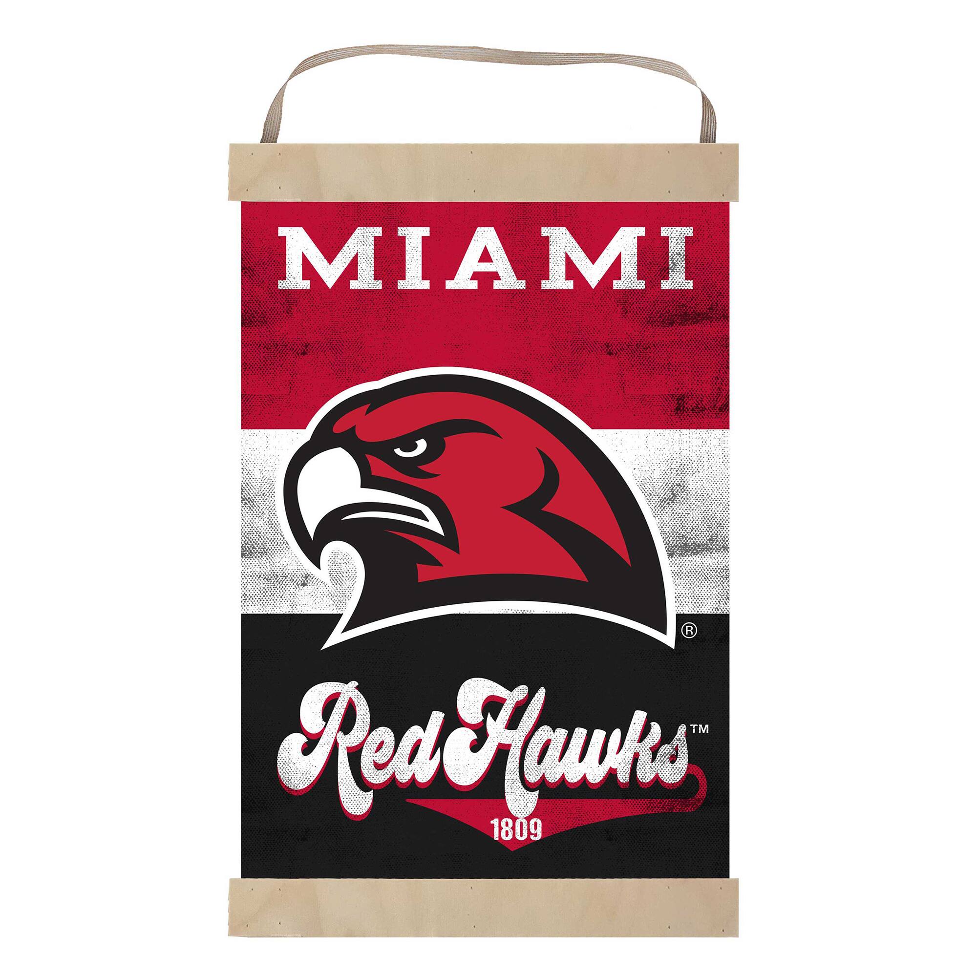 Miami University RedHawks Retro Logo Banner Sign