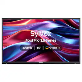 Sylvox - 65" Class Pool Pro3.0 Series Full Sun Smart Outdoor TV, 2000Nit 4K UHD LED Google TV, IP55 Waterproof(2025)