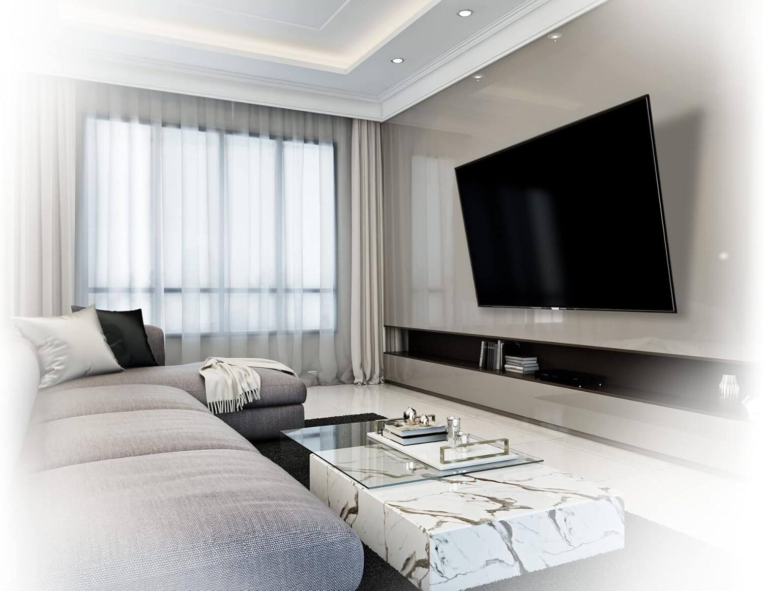 Angle. ELG - ELG A03V8XL Tilting TV Wall Mount 55–100″ Heavy-Duty Slim Profile VESA 100×100 to 900×600mm 165 lb - Black.