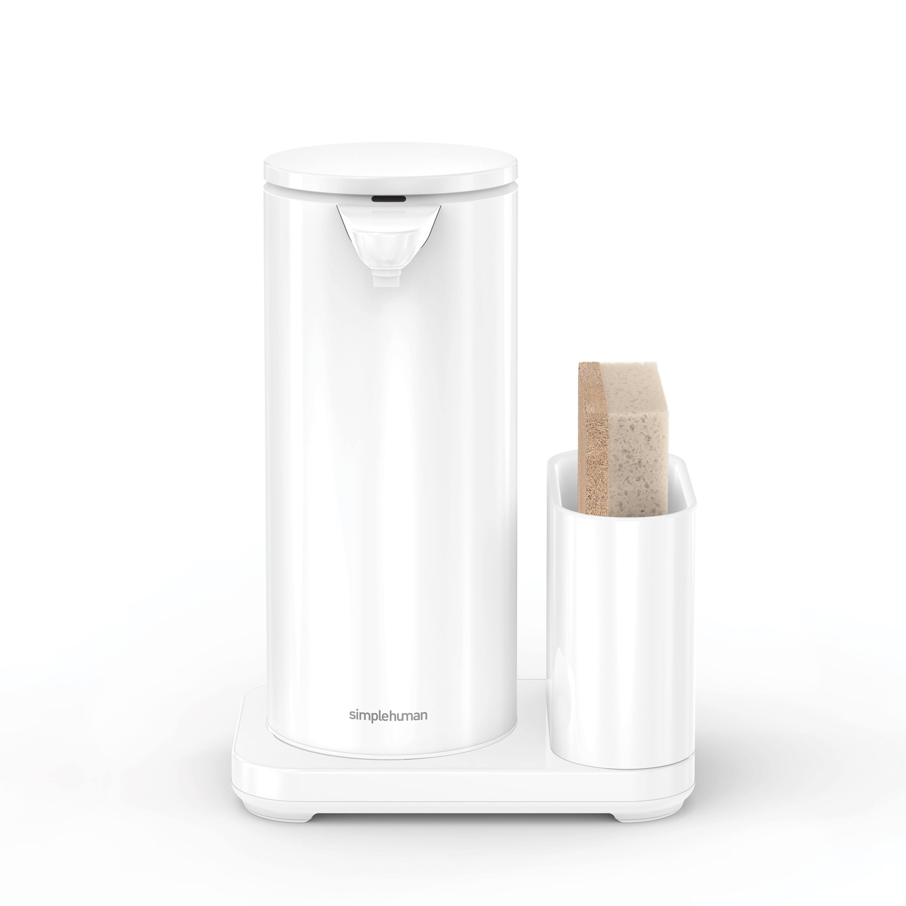 Alt View 3. simplehuman - 14 oz. liquid sensor pump with caddy, high-grade white steel - White.