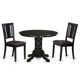East West Furniture - 3 Pc dinette set-Dining Table and 2 Kitchen Chairs - Black